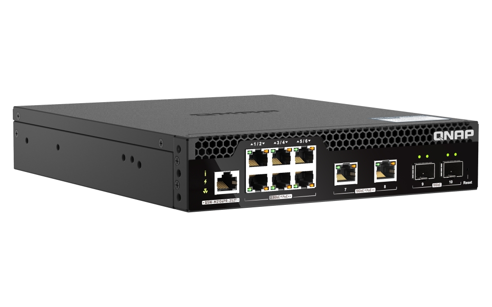 Switch manageable 10Gb QNAP 12 ports : 8 ports 10GbE 10SFP+ et 4 Ports  combo 10GbE SFP+/RJ45 (transceivers en options)
